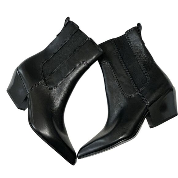 Franco Sarto Black Leather Pointed Toe Boots(Size 8.5M) - Picture 6 of 11